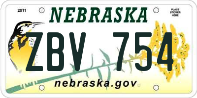 NE license plate ZBV754