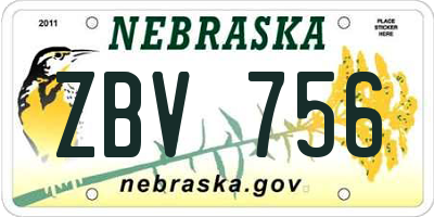 NE license plate ZBV756