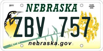 NE license plate ZBV757
