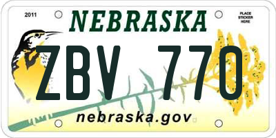 NE license plate ZBV770