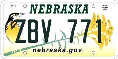NE license plate ZBV771