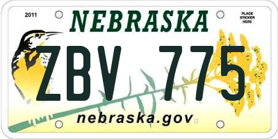 NE license plate ZBV775