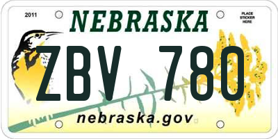 NE license plate ZBV780