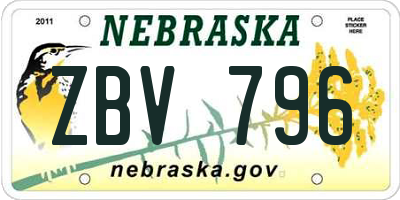 NE license plate ZBV796