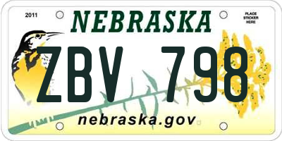 NE license plate ZBV798