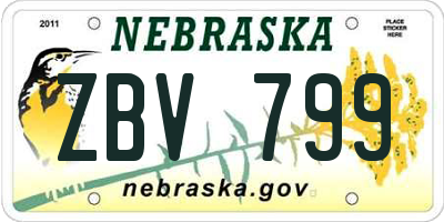 NE license plate ZBV799