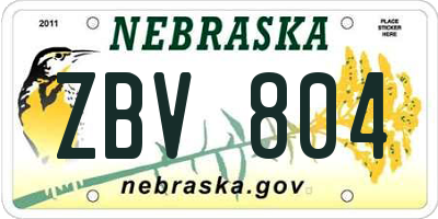 NE license plate ZBV804
