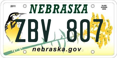 NE license plate ZBV807