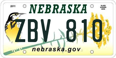 NE license plate ZBV810