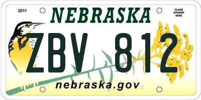 NE license plate ZBV812