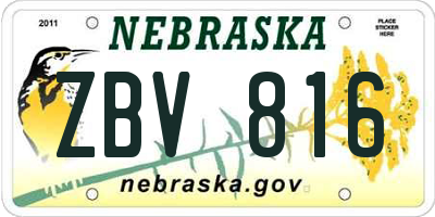 NE license plate ZBV816