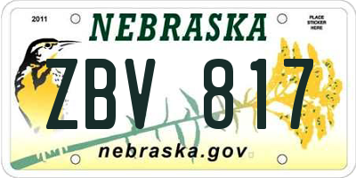 NE license plate ZBV817