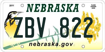 NE license plate ZBV822