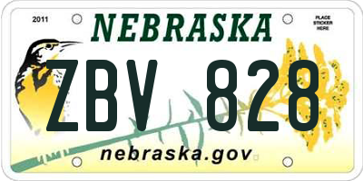 NE license plate ZBV828