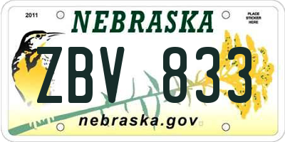 NE license plate ZBV833