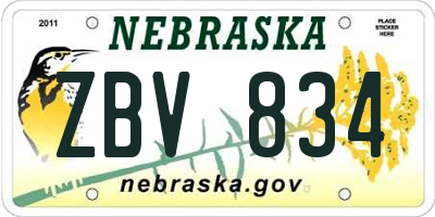 NE license plate ZBV834
