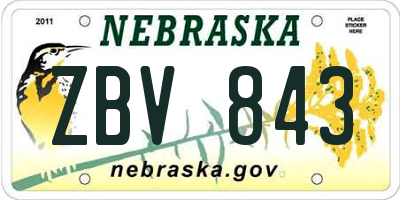 NE license plate ZBV843