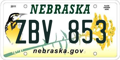 NE license plate ZBV853
