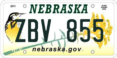 NE license plate ZBV855