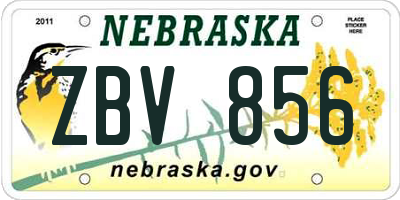 NE license plate ZBV856