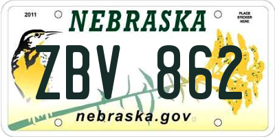 NE license plate ZBV862