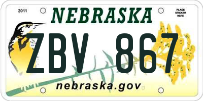 NE license plate ZBV867