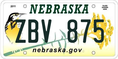 NE license plate ZBV875