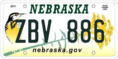 NE license plate ZBV886