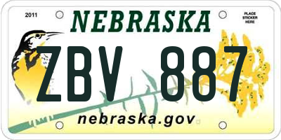 NE license plate ZBV887