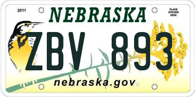 NE license plate ZBV893