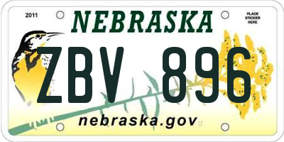 NE license plate ZBV896