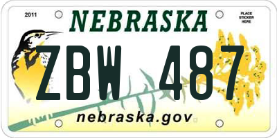 NE license plate ZBW487