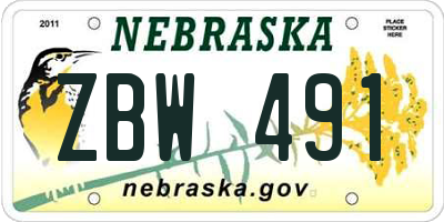 NE license plate ZBW491