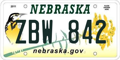 NE license plate ZBW842