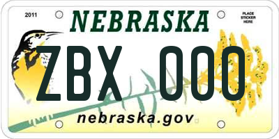NE license plate ZBX000