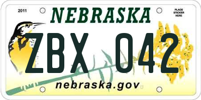 NE license plate ZBX042