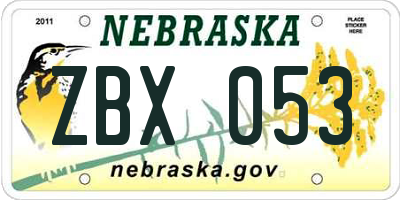 NE license plate ZBX053