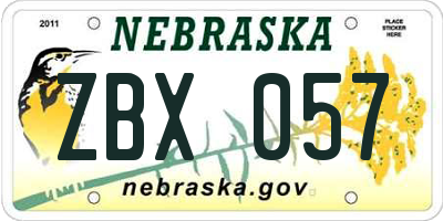NE license plate ZBX057