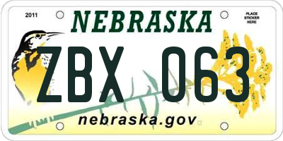NE license plate ZBX063