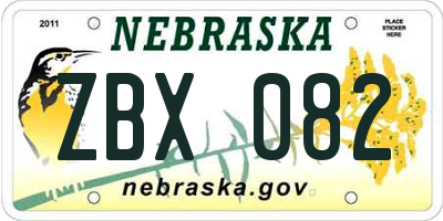 NE license plate ZBX082