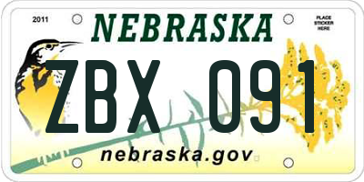 NE license plate ZBX091