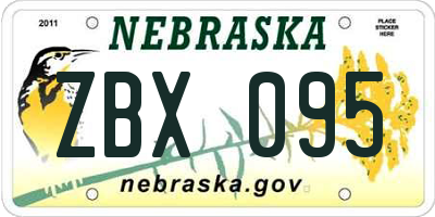 NE license plate ZBX095