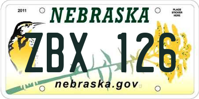 NE license plate ZBX126