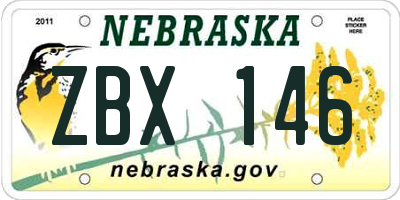 NE license plate ZBX146