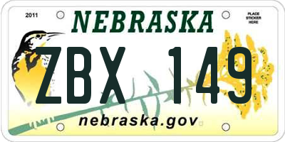 NE license plate ZBX149