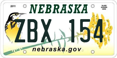 NE license plate ZBX154