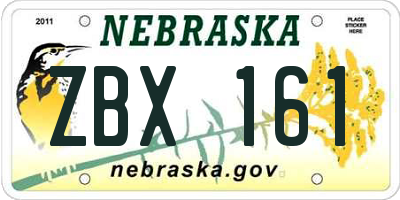 NE license plate ZBX161