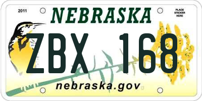 NE license plate ZBX168