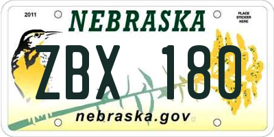 NE license plate ZBX180