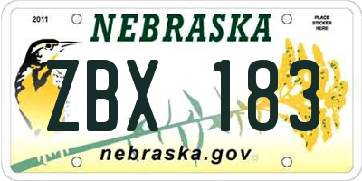 NE license plate ZBX183